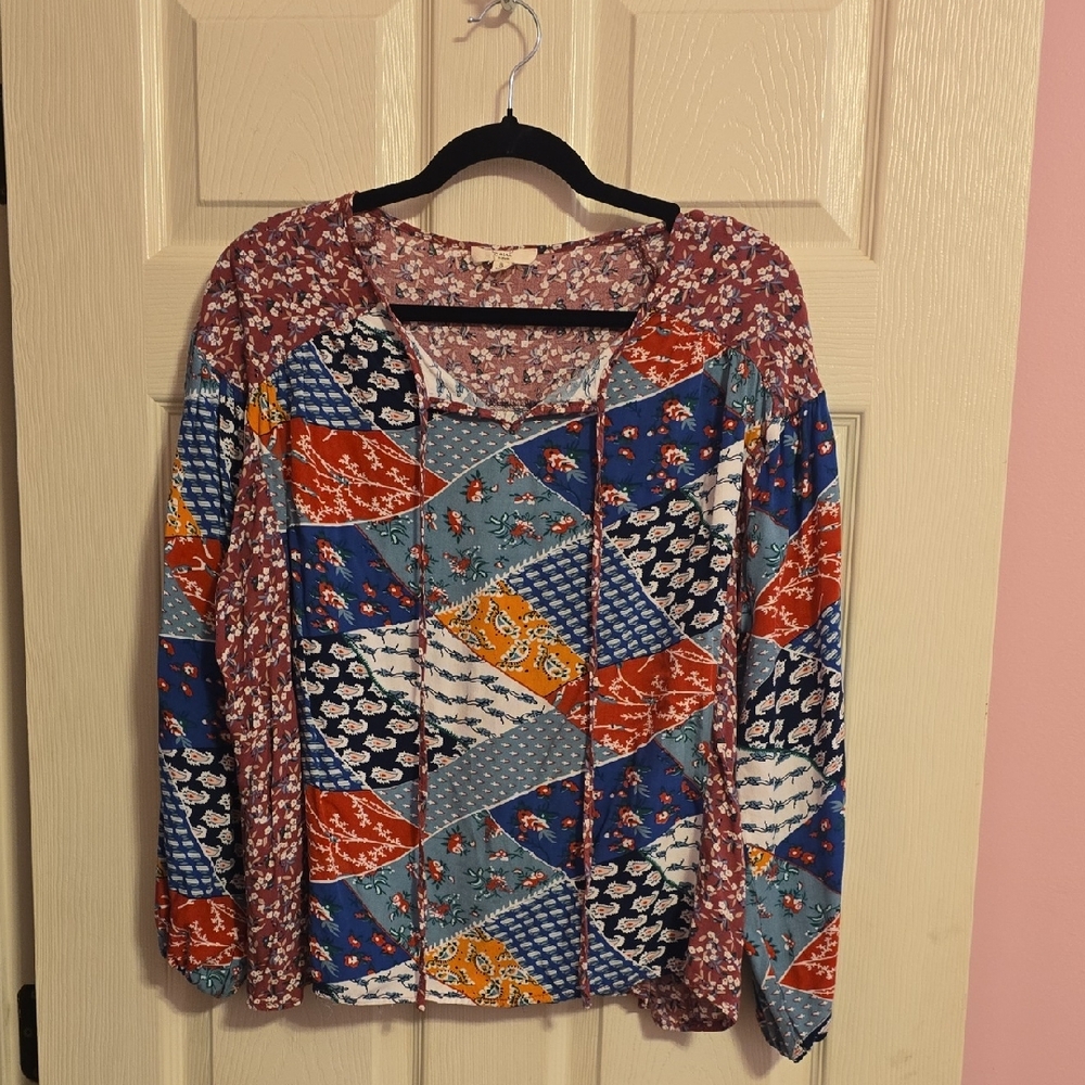 Easel Multicolor Patchwork Boh9 Blouse - image 1